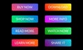 Call to action button set. Colorful gradient buttons for web design. Vector illustration